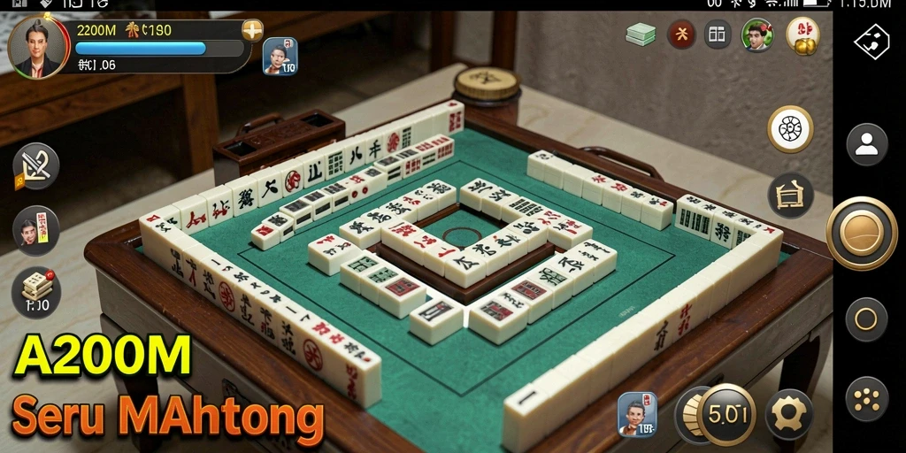 Tampilan screenshot A200M yang menggambarkan gameplay Mahjong yang menarik.