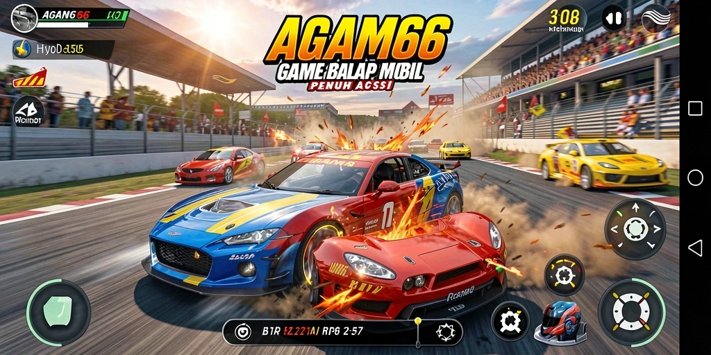 Screenshot gameplay AGAM66 menampilkan aksi balap yang intens.