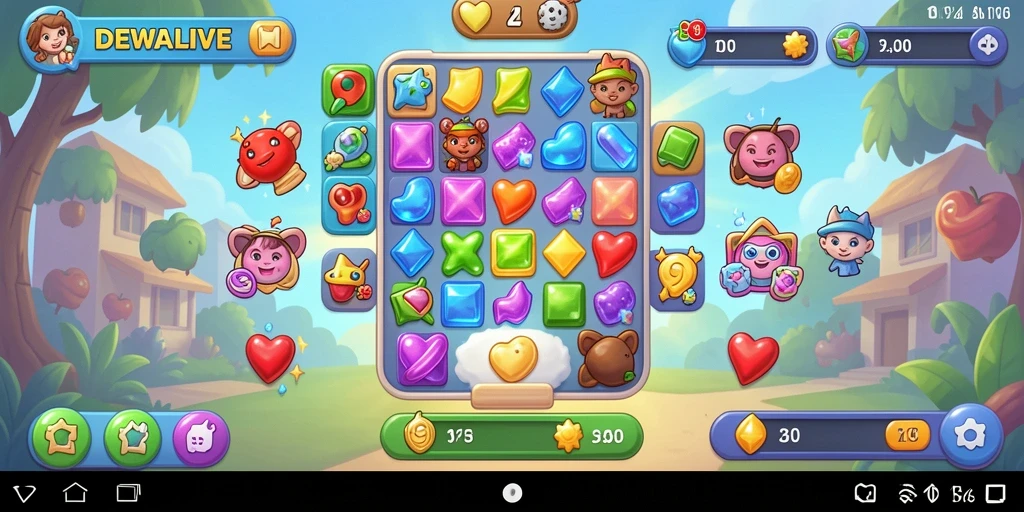 Gameplay menarik dengan elemen Match-3 yang ceria.