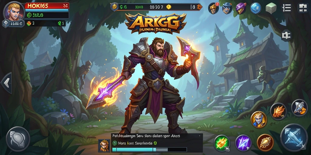 Tangkapan layar gameplay HOKI65 menunjukkan pertempuran seru dan karakter berwarna-warni.