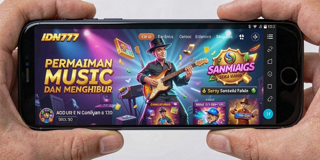 Tampilan screenshot utama IDN777 yang menunjukkan gameplay Musik.