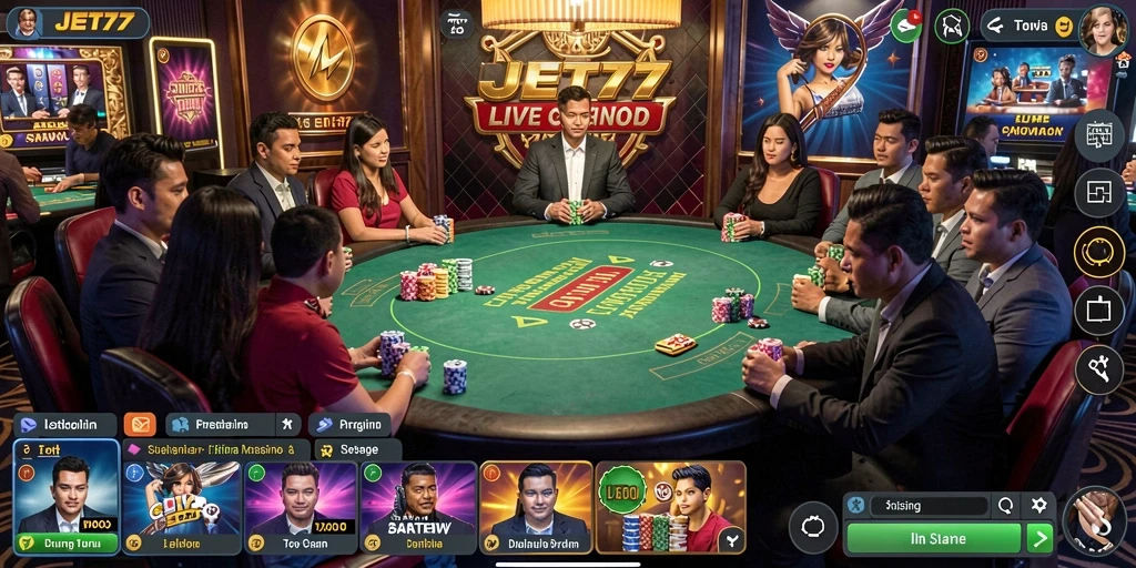 Tampilan gameplay Live Casino yang menakjubkan di JET77.
