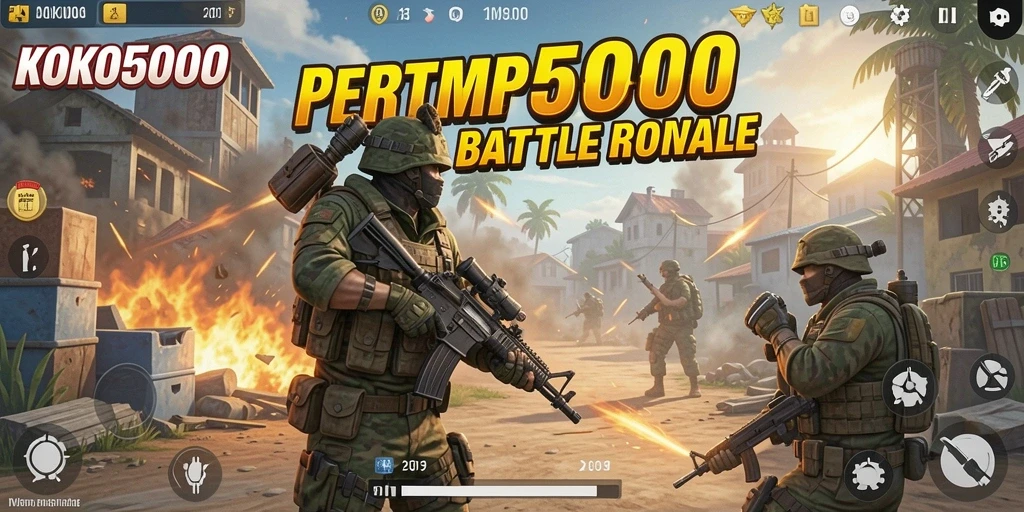 Tangkapan layar seru gameplay KOKO5000 di medan pertempuran Battle Royale.