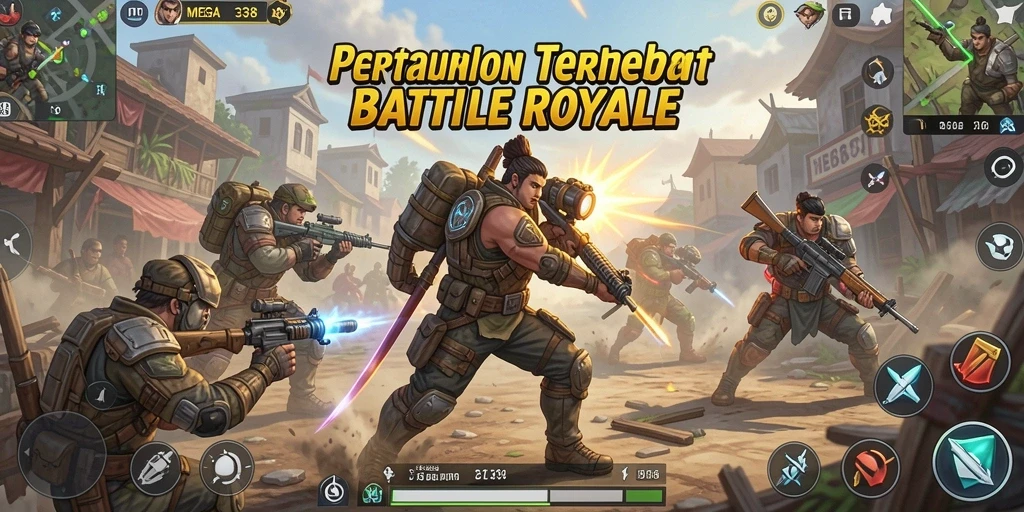 Tampilan aksi seru dari gameplay MEGA338 dalam Battle Royale.