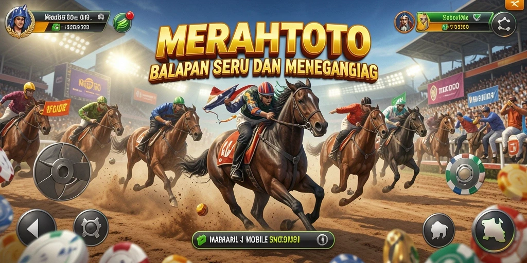 Tampilan gameplay MERAHTOTO yang menegangkan dengan balapan yang mendebarkan.