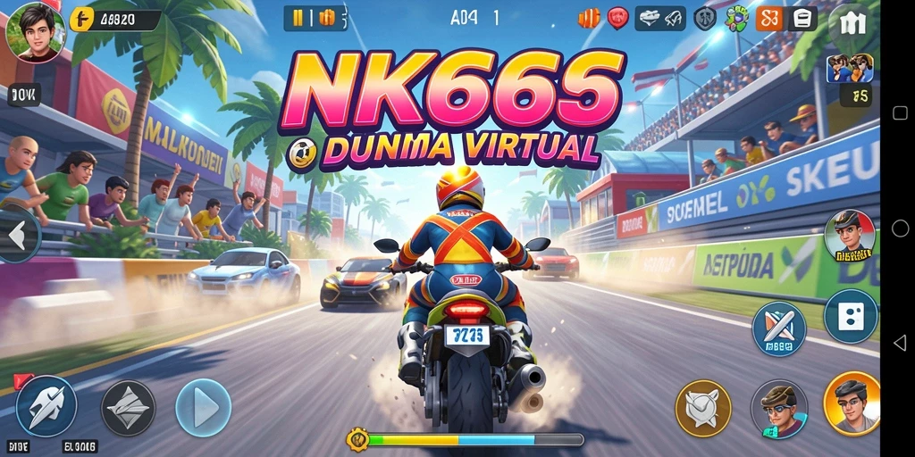 Screenshot gameplay NK666 yang menunjukkan aksi balapan mendebarkan.