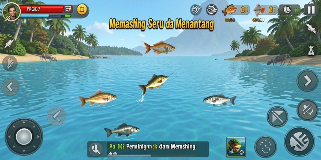 Gameplay menarik dengan pengalaman memancing yang mendebarkan.
