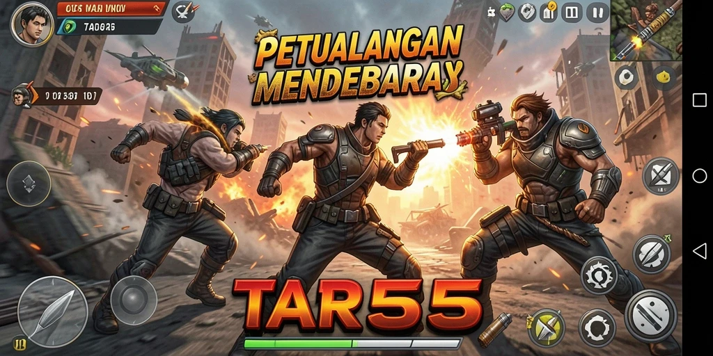Tangkapan layar dari gameplay aksi yang mendebarkan di TAR555.